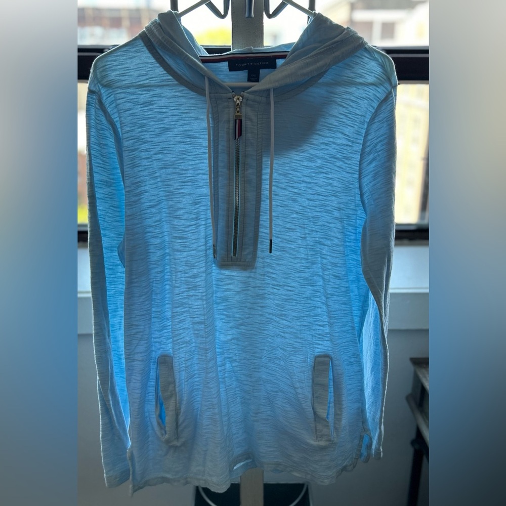 Women’s Tommy Hilfiger lightweight blue half zip hoodie size large